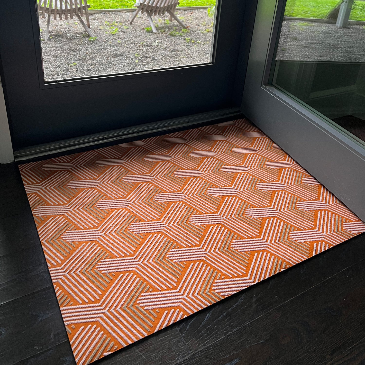 Orange Stripes Indoor Door Mat - Colorful Sisal Rug
