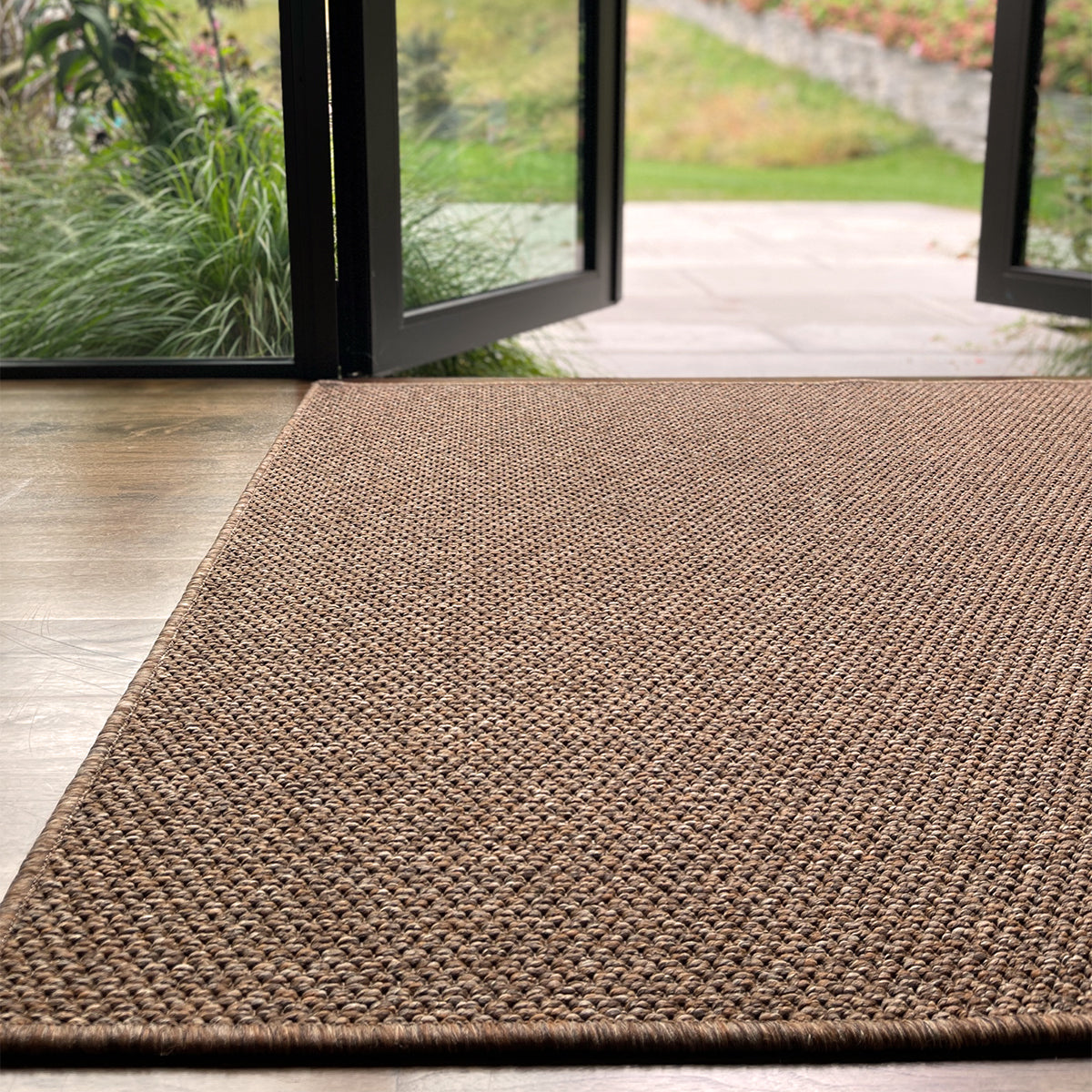tent entrance mat Indoor Outdoor Area Mat – Stain Resistant, Woven Texture – 48x72 in – The Innerweave, Tigers Eye, Natural – Porte + Hall